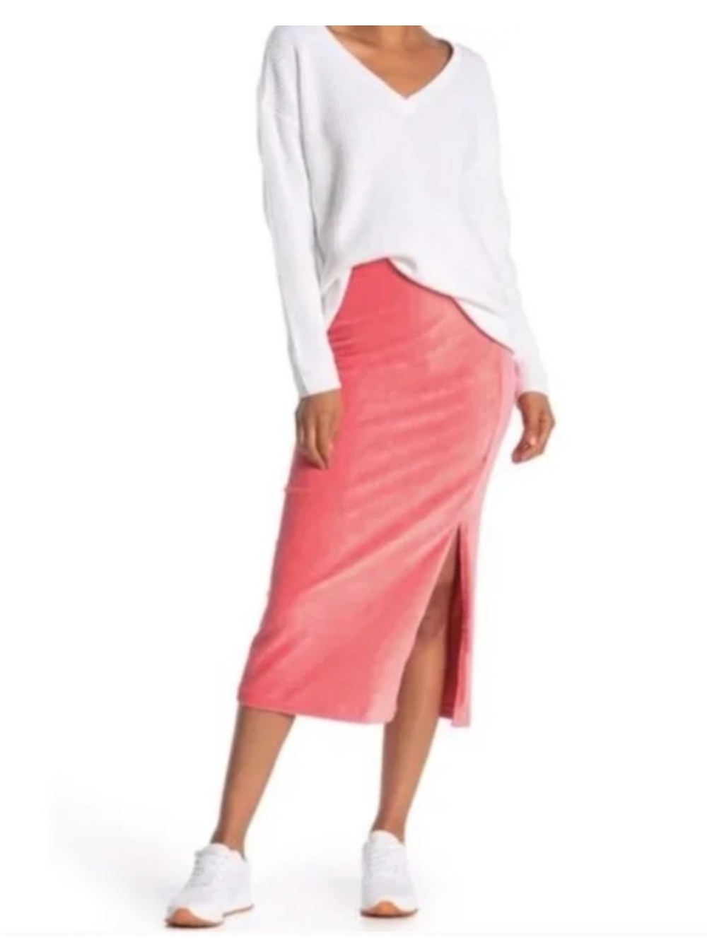 Free People Helen Prairie Rose Ribbed Midi Skirt - Picture 1 of 7
